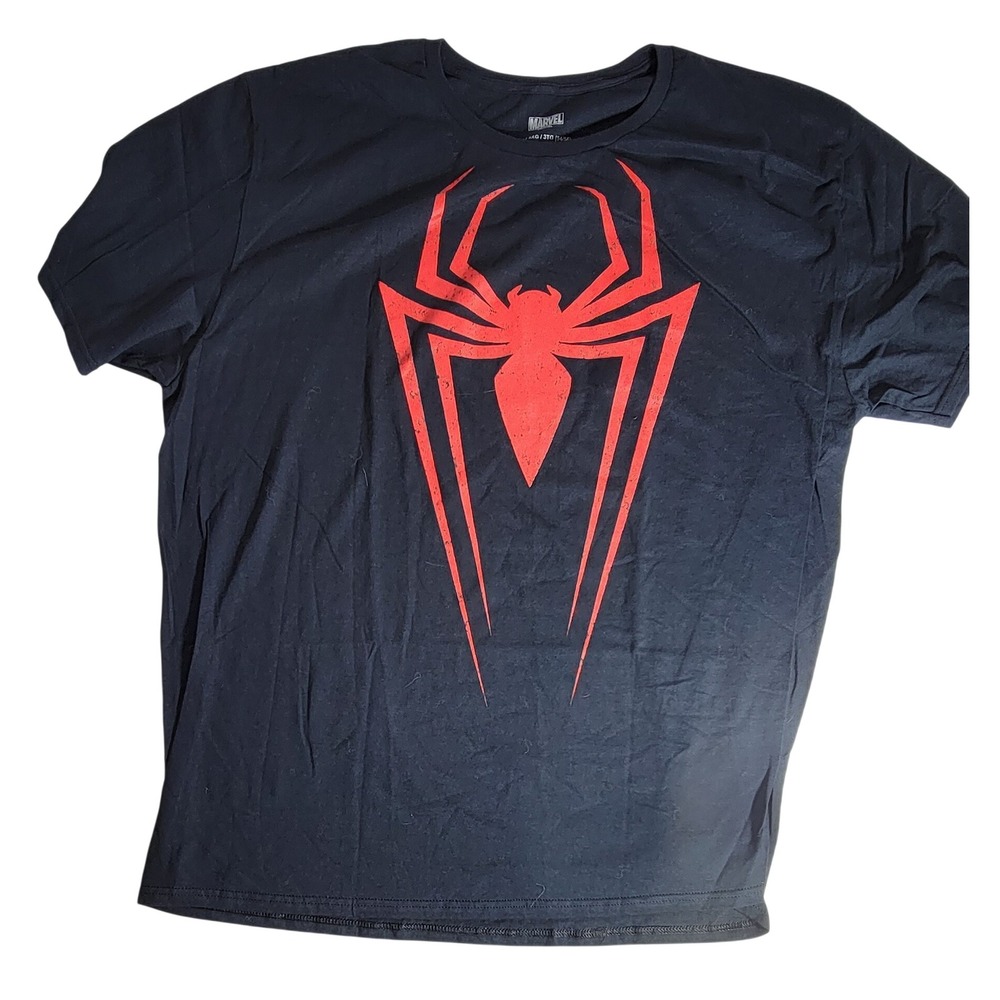 Marvel Spider-Man Red Spider Logo Graphic T-Shirt Black Mens 3XL Cotton Tee